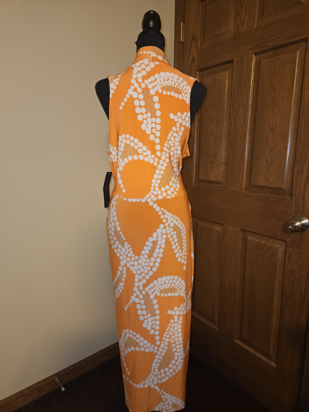 RACHEL Rachel Roy Orange & White Floral Like Sleeveless Wrap Maxi Dress - Picture 8 of 14